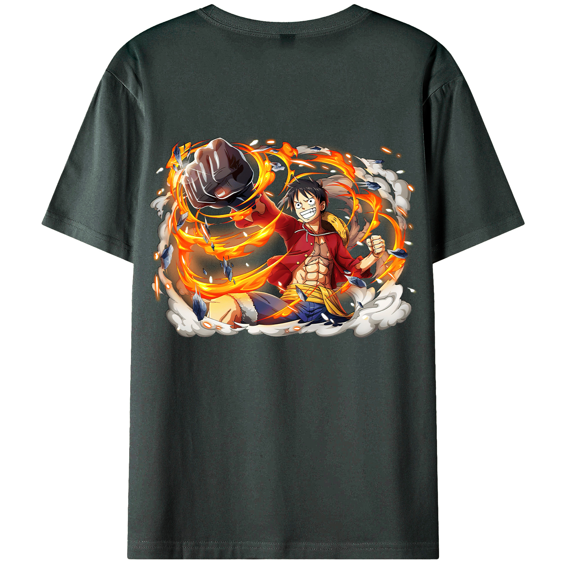 ワンピース モンキー・D・ルフィ ONE PIECE Monkey D. Luffy 綿100％ メンズ半袖Tシャツ（バックプリント） 通気性